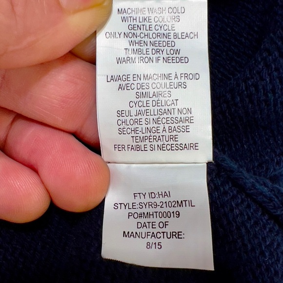 RETROFIT Mock Neck Quarter Zip Mens Large Sweater Navy - Picture 12 of 12